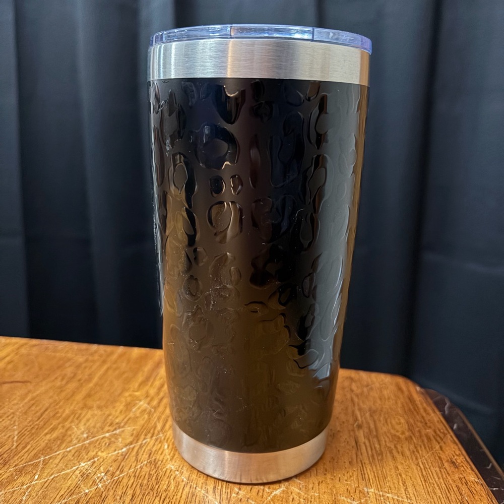 Stainless Steel Black Leopard Tumbler